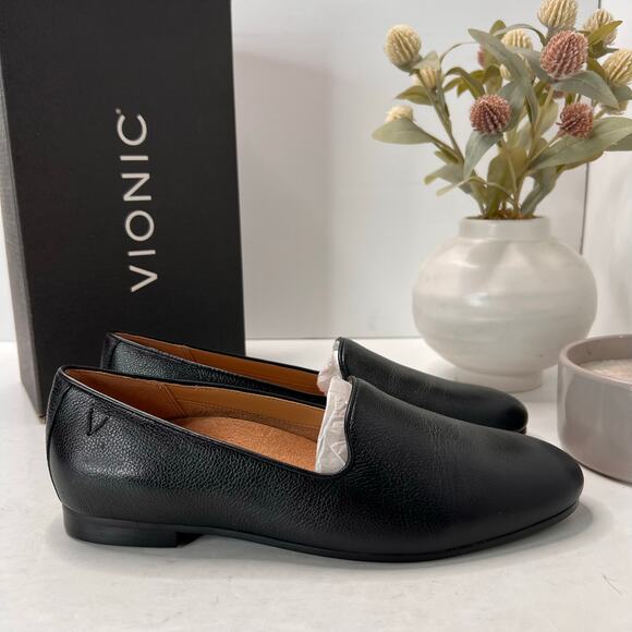 Vionic Willa II Slip-on Leather Slip On Flat Black Women's 6.5M NWB Comfort - Picture 3 of 10